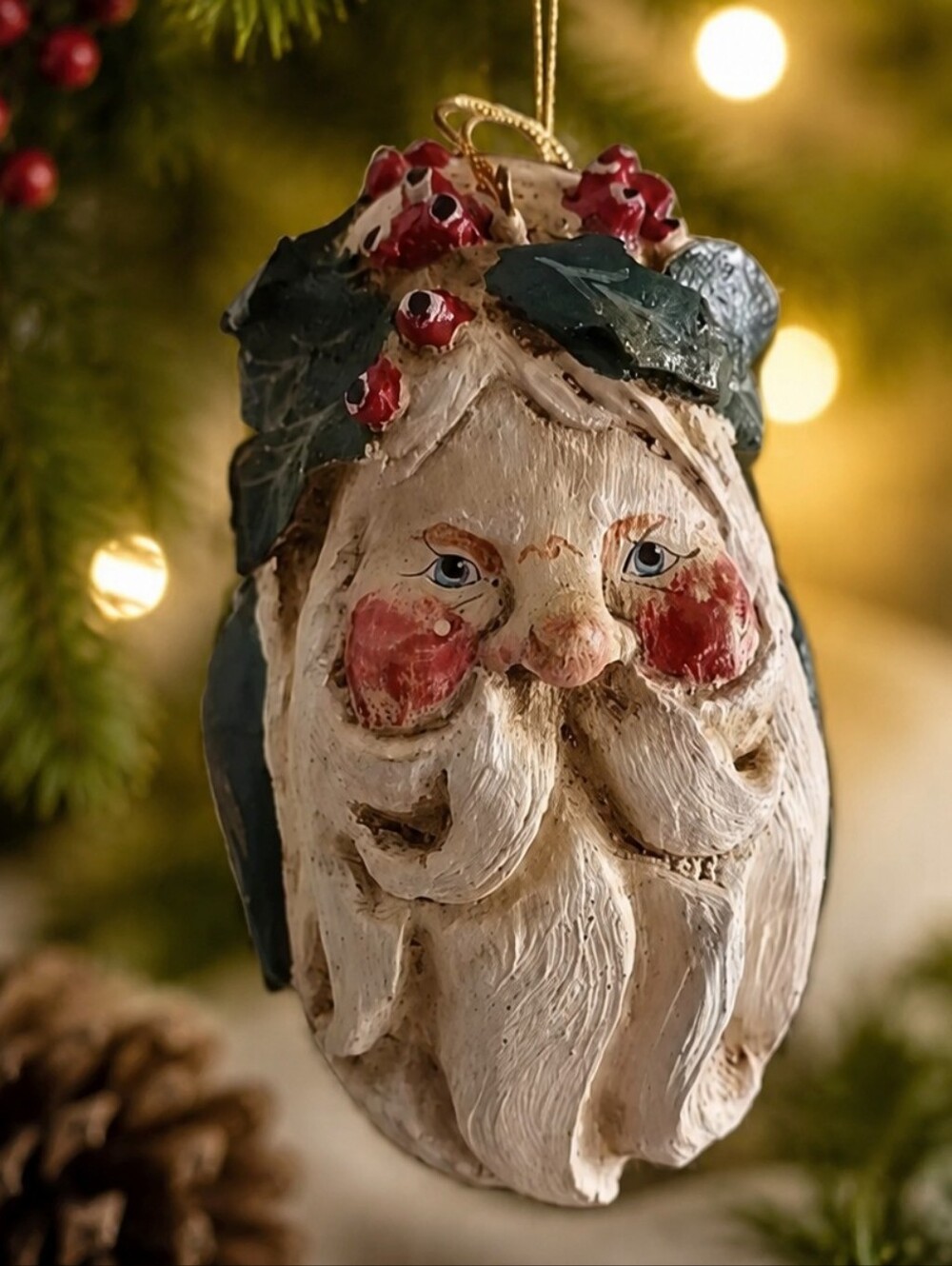 Vintage House of Hatten Santa Ornament 1988 Denise Calla Christmas Folk Art